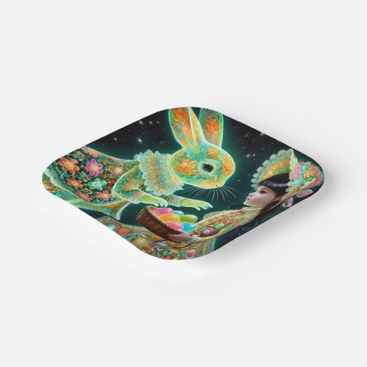 PAASDAG  Kind Bunny 3D ~ Decorated~ Papieren Bordje (Gebogen)