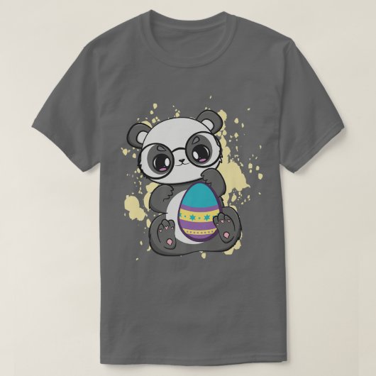 Paasdag kleine panda met eitjeslentedier t-shirt (Design voorkant)