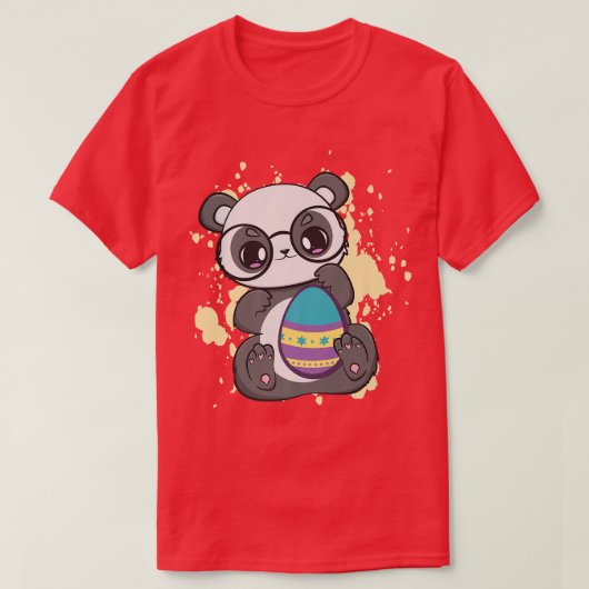 Paasdag kleine panda met eitjeslentedier t-shirt (Design voorkant)