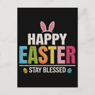 Paasdag Konijn Eieren Geruit Luipaard t-shirt Feestdagenkaart