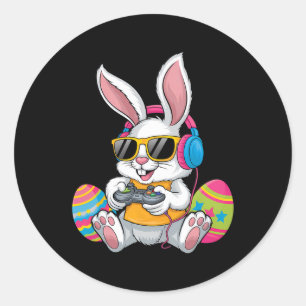Paasdag Konijn Gamer Grappige Videogames Jongens K Ronde Sticker