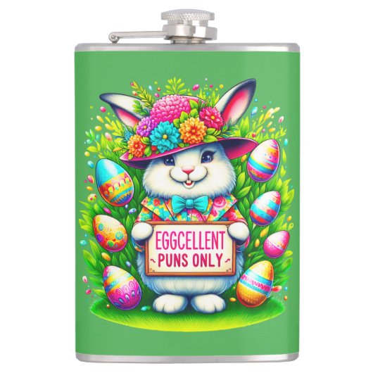 Paasdag Konijnenei van het Konijnenkonijn Ontwerp Heupfles (Voorkant)