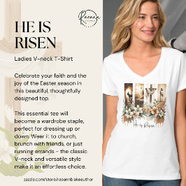 Paasdag Kwast 'Hij Is Opgewekt' V-Hals T-shirt