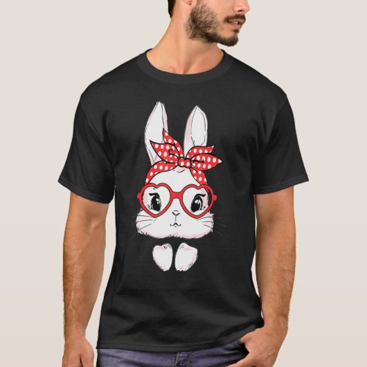 Paasdag leopard Bunny Glasses Cute Rabbit T-shirt (Voorkant)