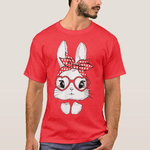 Paasdag leopard Bunny Glasses Cute Rabbit T-shirt