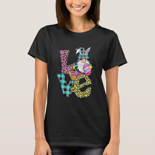Paasdag liefdesgnomen die Bunny Ears Gno jagen T-shirt (Voorkant)