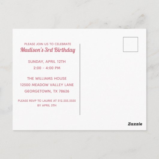 Paasdag Meisje Fotoroze uitnodiging (Achterkant)