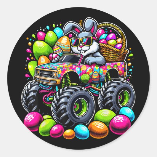 Paasdag Monster Truck Bundy Easter Egg Ronde Sticker (Voorkant)