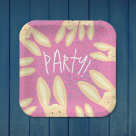 Paasdag na paasfeest: Bunny Pastel Pink Stippen Pa Papieren Bordje