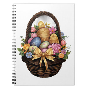 Paasdag Paasmand Kleurrijke Eieren Bloemen Notitieboek