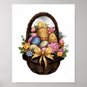 Paasdag Paasmand Kleurrijke Eieren Bloemen Poster