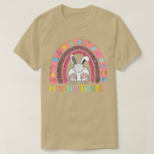 Paasdag regenboog met eieren en paasbundel t-shirt (Design voorkant)