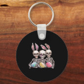 Paasdag Skelet Pasen Skelet Bunny Ears Egg Sleutelhanger (Voorkant)