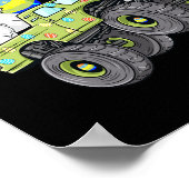 Paasdag T Rex Dino bestuurt een monsterwagen Poster (Hoek)