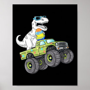 Paasdag T Rex Dino bestuurt een monsterwagen Poster