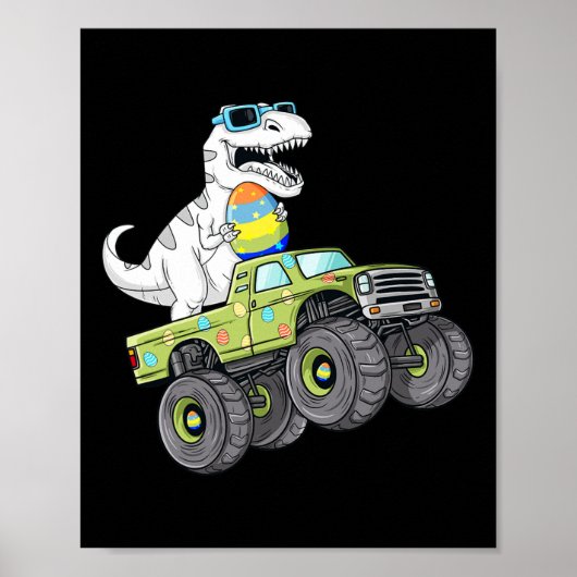 Paasdag T Rex Dino bestuurt een monsterwagen Poster (Voorkant)