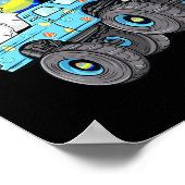 Paasdag T Rex Dino bestuurt een monsterwagen Poster (Hoek)