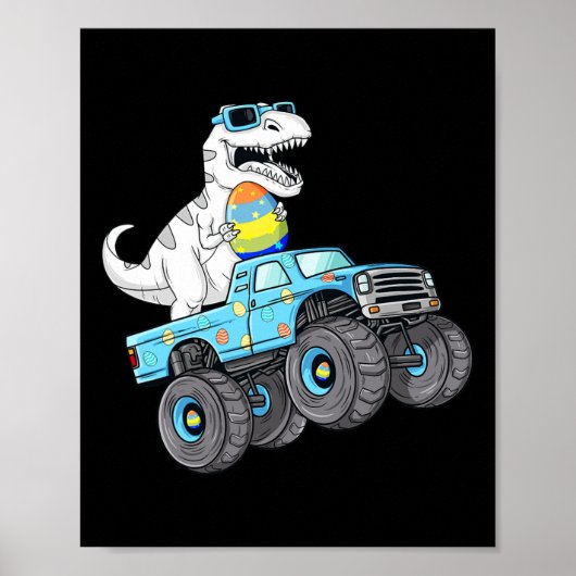 Paasdag T Rex Dino bestuurt een monsterwagen Poster (Voorkant)
