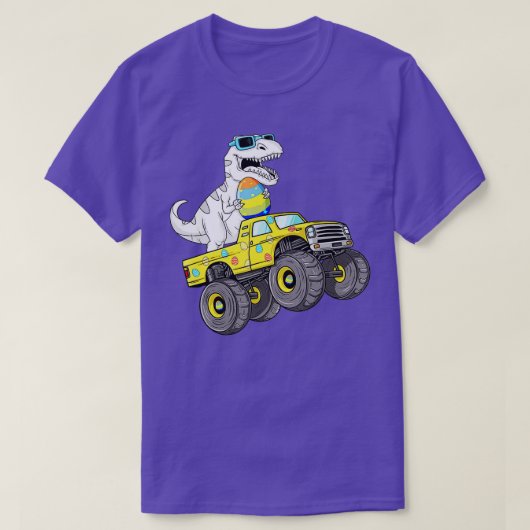 Paasdag T Rex Dino bestuurt een monsterwagen T-shirt (Design voorkant)