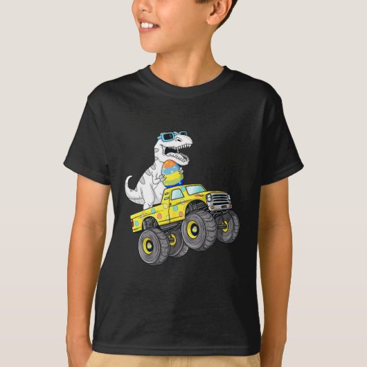 Paasdag T Rex Dino bestuurt een monsterwagen T-shirt (Voorkant)