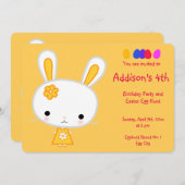 Paasdag Uitnodigingen Cute Yellow Bunny (Voorkant / Achterkant)