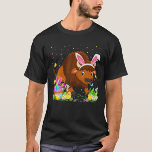 Paasdag van Pasen Bison Bunny Egg Hunting Bison T-shirt