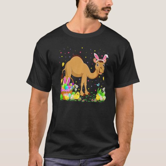 Paasdag van Pasen Camel Bunny Egg Hunting Camel T-shirt (Voorkant)
