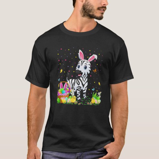 Paasdag Zebra Bunny Egg Hunting Zebra T-shirt (Voorkant)