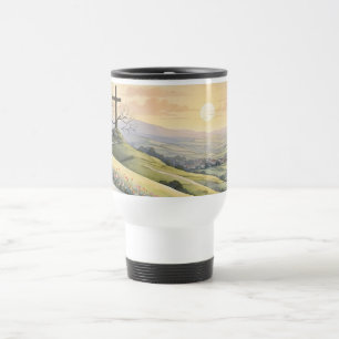 Paasdag zonsopgang kunstillustratie reisbeker