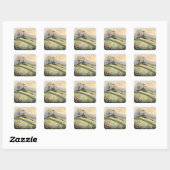 Paasdag zonsopgang kunstillustratie vierkante sticker (Vel)