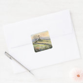 Paasdag zonsopgang kunstillustratie vierkante sticker (Envelop)