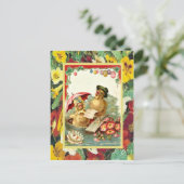 paasdagen, kuikens in een bootje feestdagenkaart (Staand voorkant)