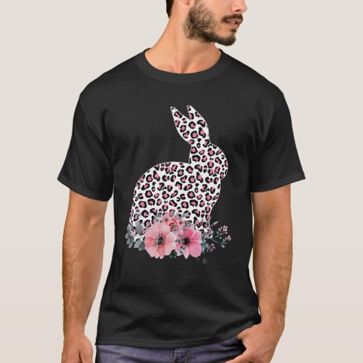Paasdagentramp Bunny Rabbit Leopard Flower Girls T-shirt (Voorkant)