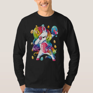 Paasdagmeisjes die Unicorn Dab Egg Hunt Unic T-shirt