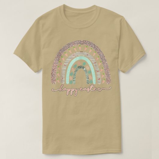 Paasdagregenboog met eitjes en paasbunny Happ T-shirt (Design voorkant)