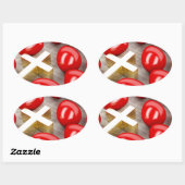 Paasdecoratie met eieren en kruis ovale sticker (Vel)