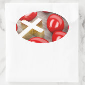 Paasdecoratie met eieren en kruis ovale sticker (Tas)