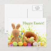 Paasdecoratie met konijn en eieren feestdagenkaart (Voorkant / Achterkant)