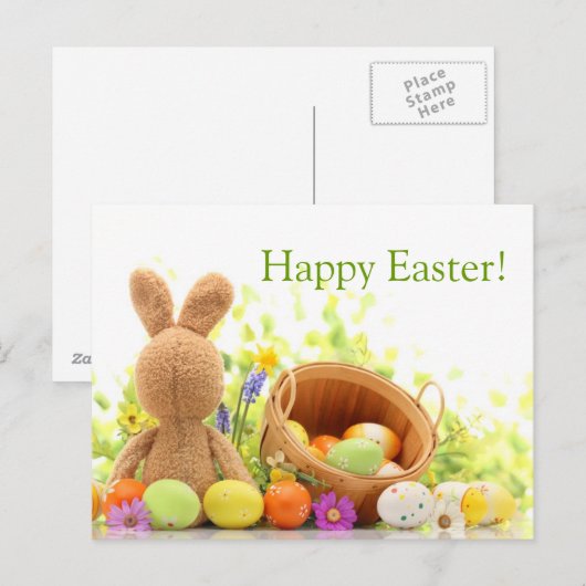 Paasdecoratie met konijn en eieren feestdagenkaart (Voorkant / Achterkant)
