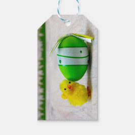 Paasdecoratie - Paasei en kuiken Cadeaulabel