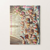 Paasdesserttafel, lente traktaties konijn feestje legpuzzel (Verticaal)