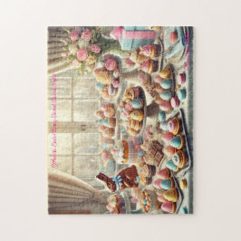 Paasdesserttafel, lente traktaties konijn feestje legpuzzel