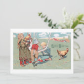paasdieren en -kinderen feestdagenkaart (Staand voorkant)