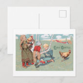 paasdieren en -kinderen feestdagenkaart (Voorkant / Achterkant)