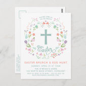 Paasdiner, brunch, Briefkaart met kruis (Voorkant / Achterkant)
