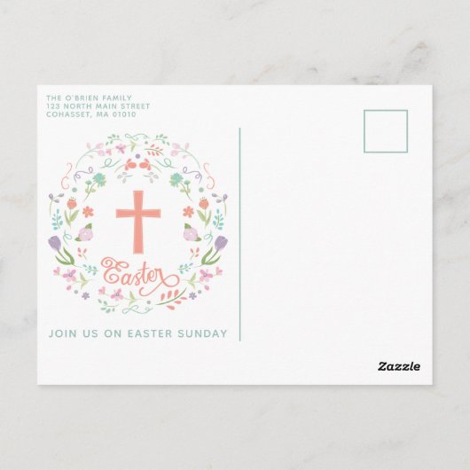 Paasdiner, brunch, Briefkaart met kruis (Achterkant)