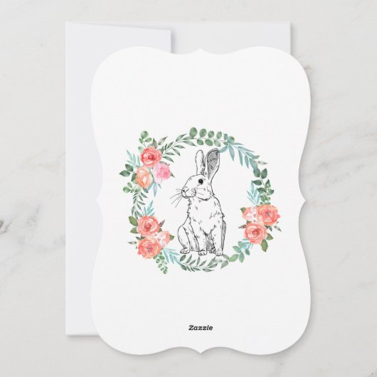 Paasdiner Bunny Boho Floral Waterverf nodigt uit Feestdagenkaart (Achterkant)
