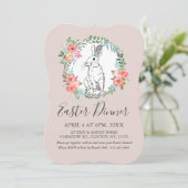 Paasdiner Bunny Chic Boho Floral Mauve Invite Feestdagenkaart (Staand voorkant)