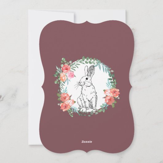 Paasdiner Bunny Chic Boho Floral Mauve Invite Feestdagenkaart (Achterkant)