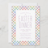 Paasdiner regenboog gingham lente kaart (Voorkant)